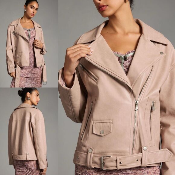 Anthropologie Jackets & Blazers - Avec Les Filles Anthropologie Womens Moto Jacket M Oversized Faux Leather Belted